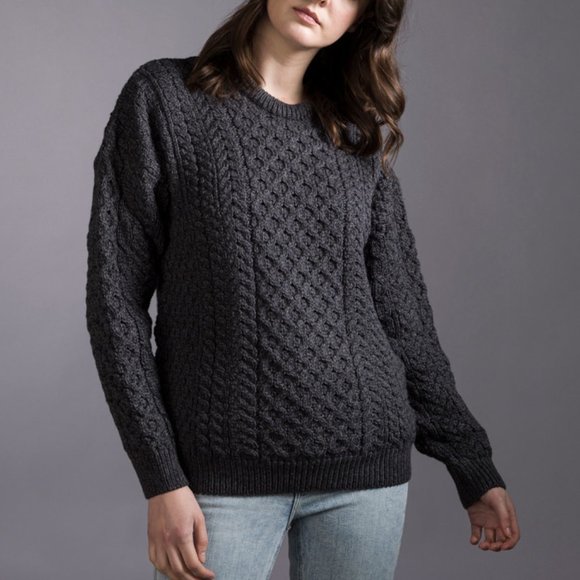 Aran Crafts Sweaters - NWT Aran Merino Wool Cable Chunky Knit Crew Neck Fisherman Sweater | Ireland